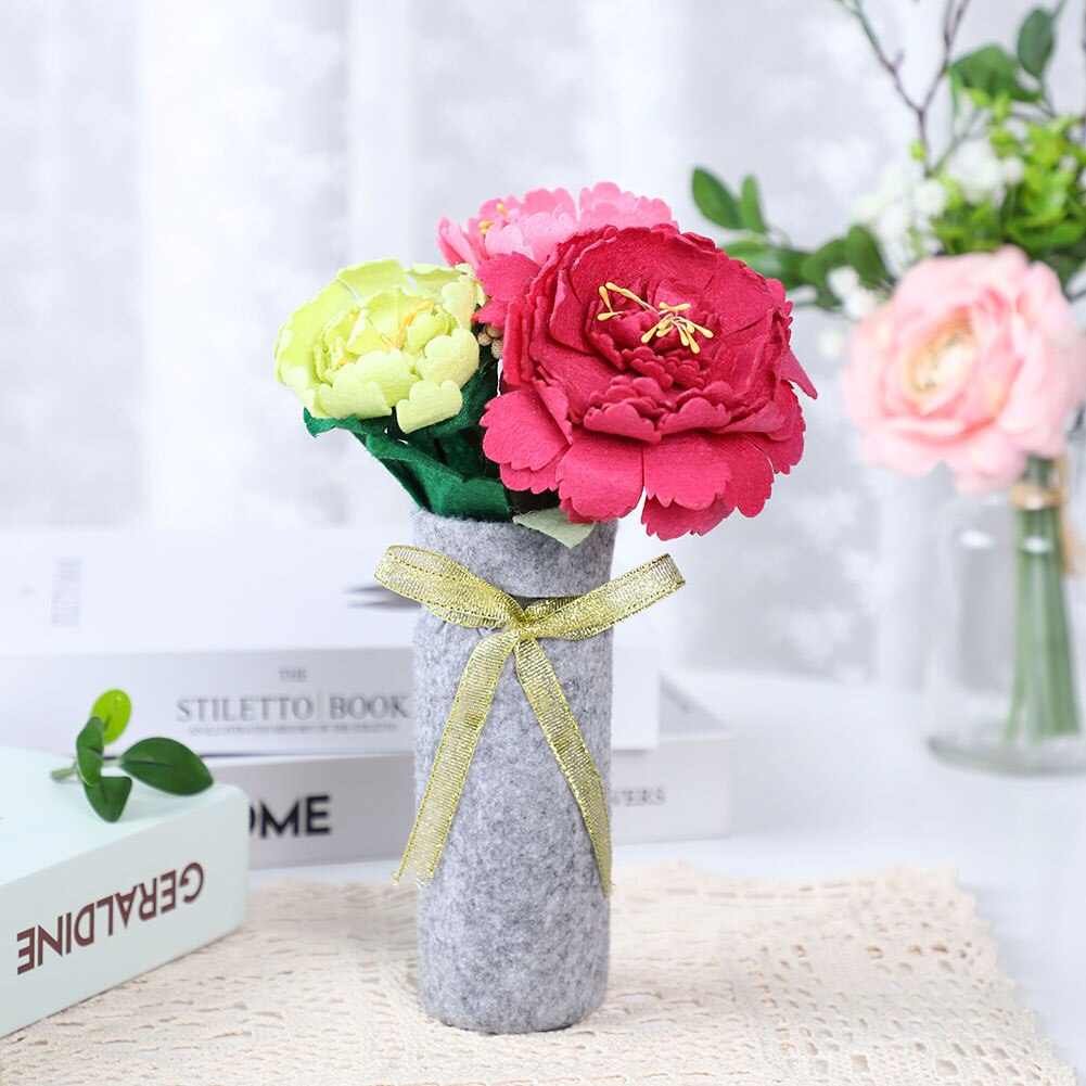 Chainho,DIY Handmade Non-woven Material Set Bag,Pre-Cut,None-Finished Item,Simulation Floral With Vase Series,6 Designs: FB007-D