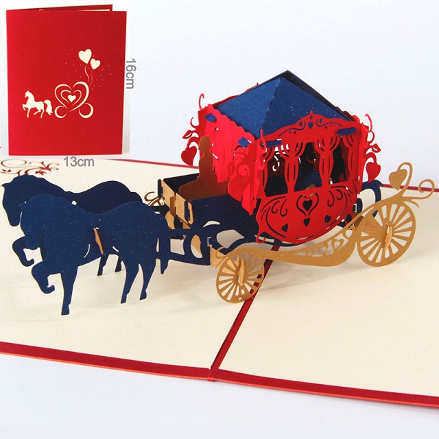 3D Wenskaarten Dank Je Kaart Handgemaakte Pop Up Hart Vorm Papier Gesneden Valentines Moederdag Christmas Card: 17