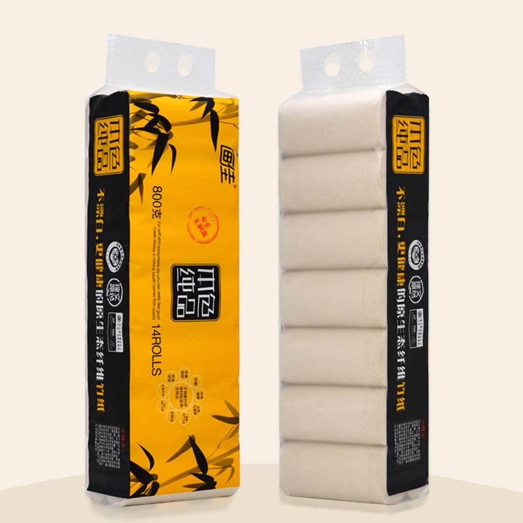 14 Rolls Toilet Replacement Roll Paper Natural Log Toilet Papers Table Kitchen Bathroom Disposable Towel Coreless Tissue #LR3
