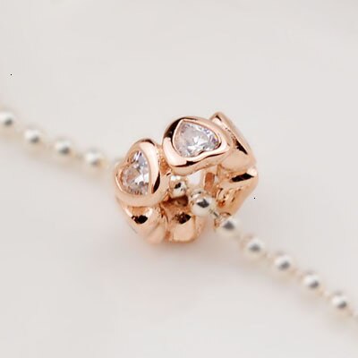 Moda cz paved pink granular gold fits silver charm sterling silver bracelet s925 original granules to make jewelry: green