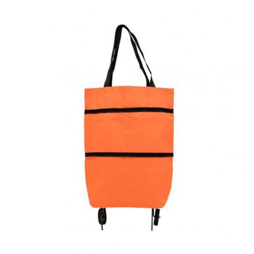Carrito de la compra bolso plegable portátil bolso de compras carrito de la compra bolsas de la compra con ruedas rodantes carrito de la compra organizador de la compra: Naranja