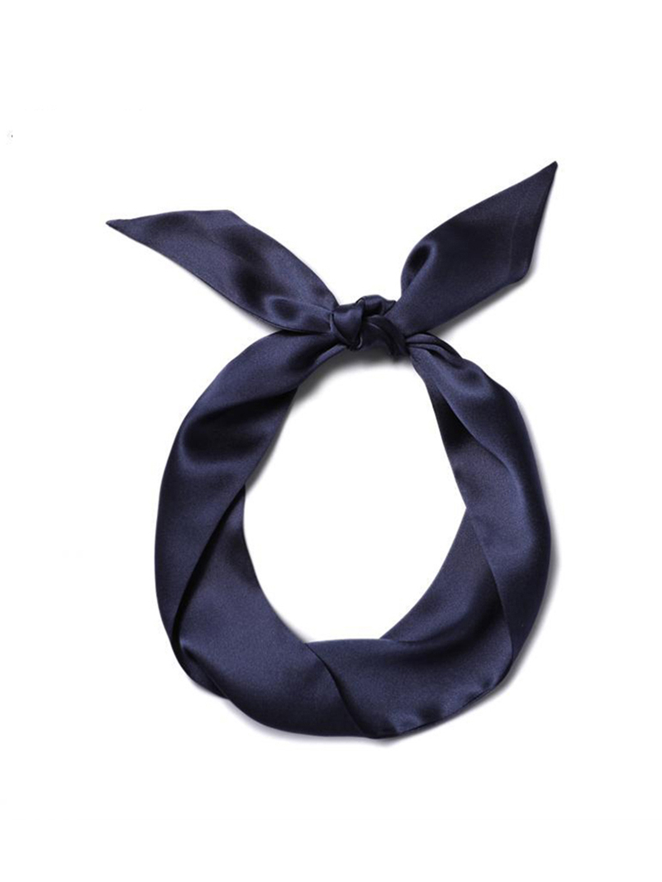 Mulher lenço de seda magro longo tira de cabelo fita de seda pequeno pescoço cachecóis saco alça fita lenço senhoras gravata 4cm * 90cm: Azul marinho