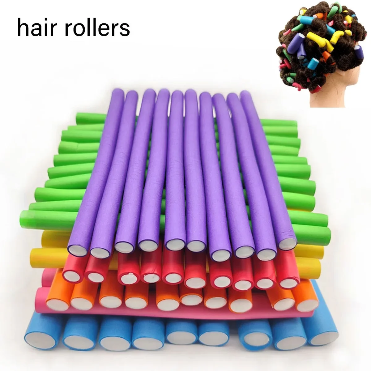 10 pçs flexível haste de ondulação do cabelo rolos de cabelo fabricantes espuma macia bendy torção cachos flexi rolos ferramentas estilo rolo de cabelo sem calor