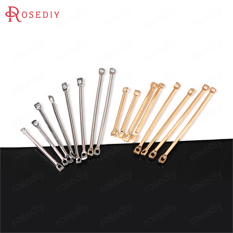 20PCS 2/2.5/3/3.2/3.5/4CM 24K Gold Color Plated Brass 2 Holes Round Connect Rod Charms Diy Jewelry Accessories