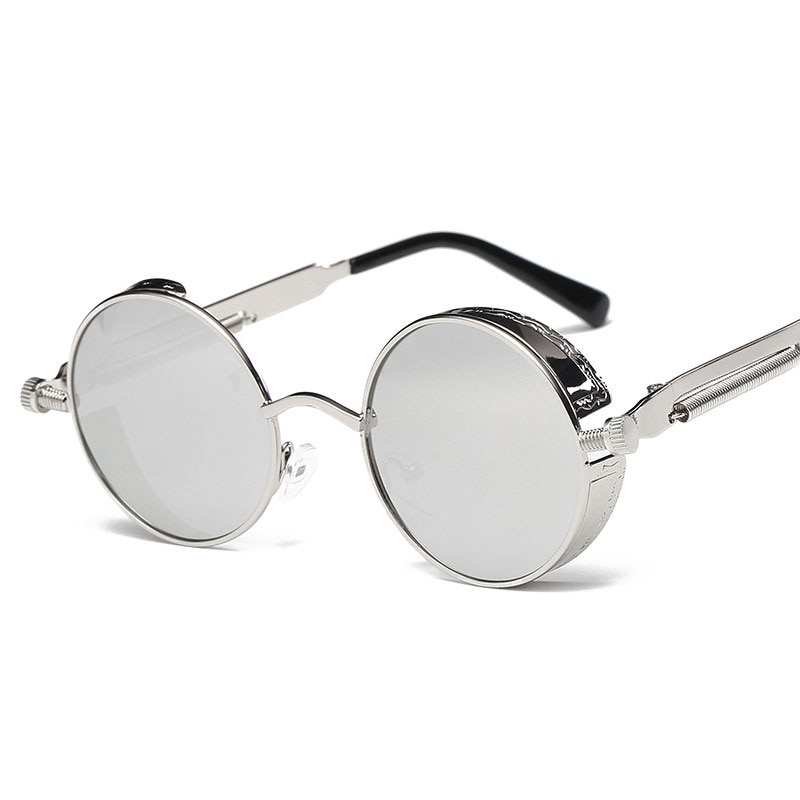 Classic Gothic Steampunk Sunglasses Women Brand Vintage Round Metal Frame Sun Glasses Female Male UV400