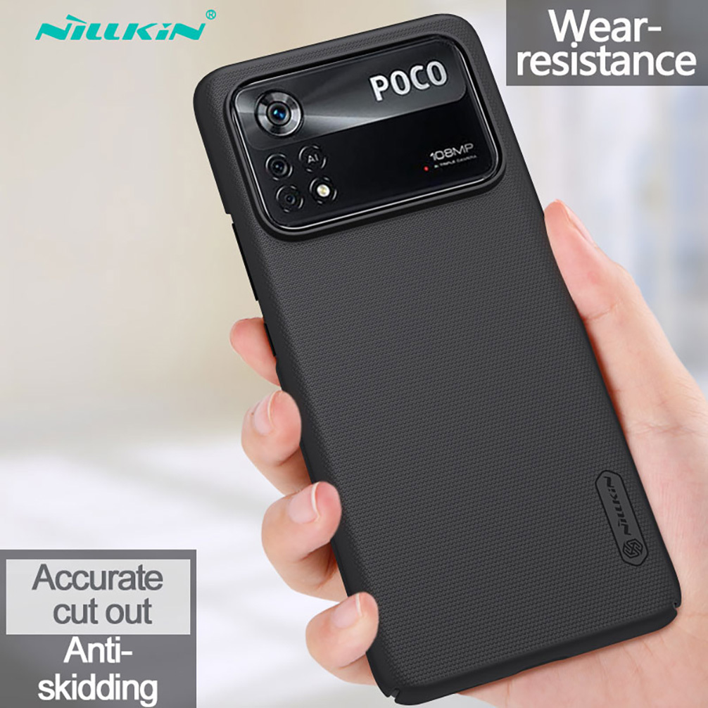 For Xiaomi Poco X4 Pro 5G Case Nillkin Super Frosted Shield Ultra-Thin PC Phone Shell For Xiaomi Poco X4 Pro 5G Back Cover: Black