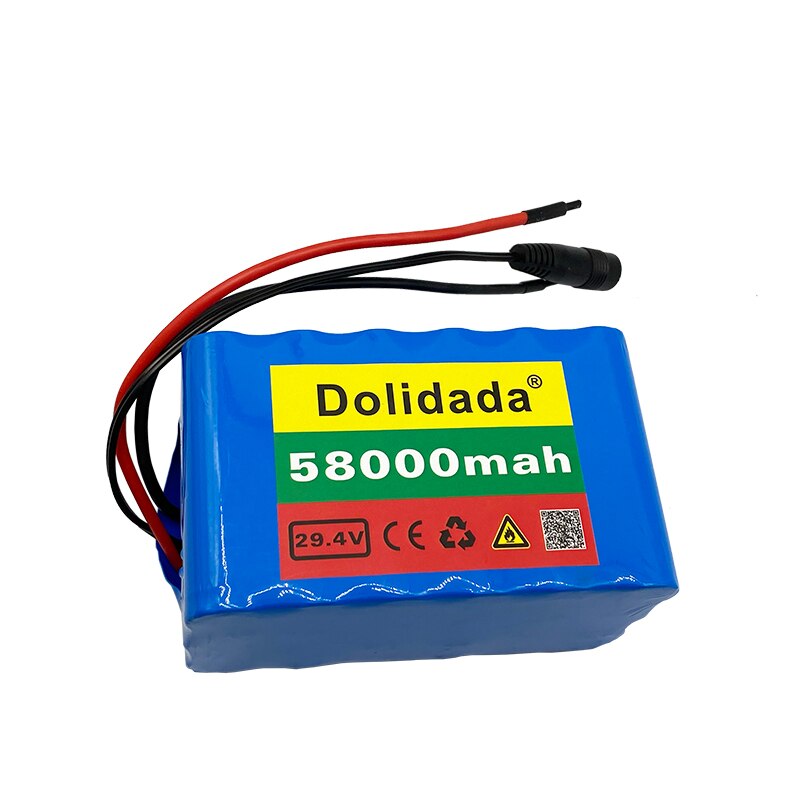 24V, 58ah, 7s3p, 18650, 24V, 58000 MAH, electric bicycle, moped, lithium ion battery pack + charger 2A