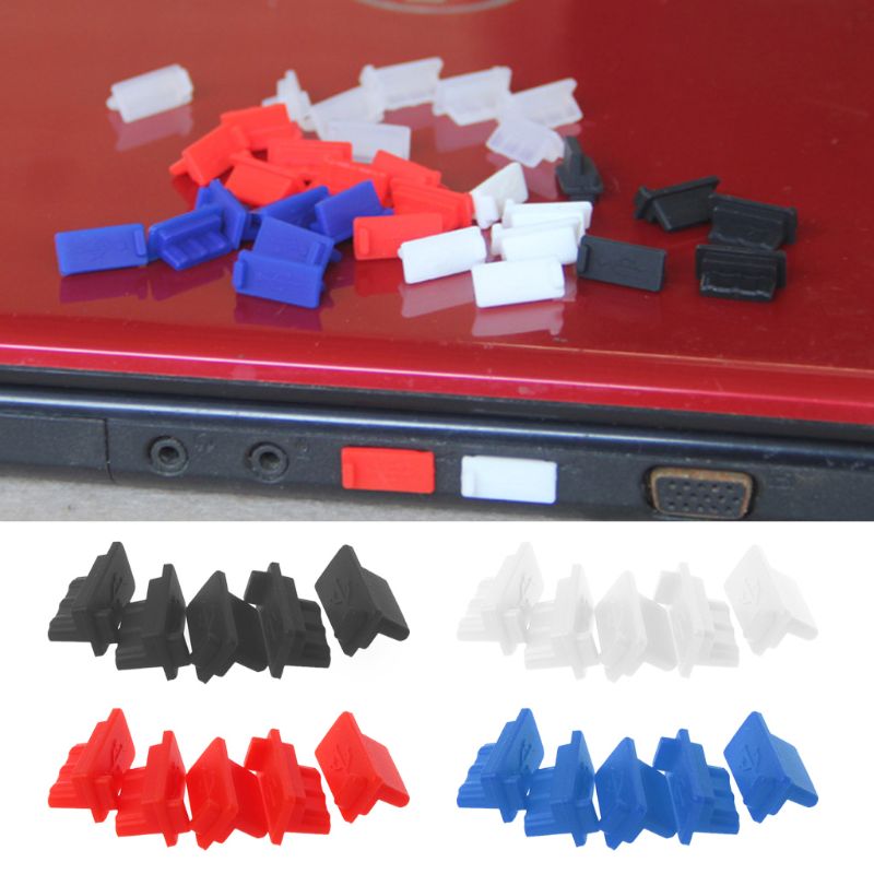83XC 5PCS USB Dust Plug Charger Port Cover Cap Female Jack Interface Universal Silicone Dustproof Protector Tablet PC Notebook