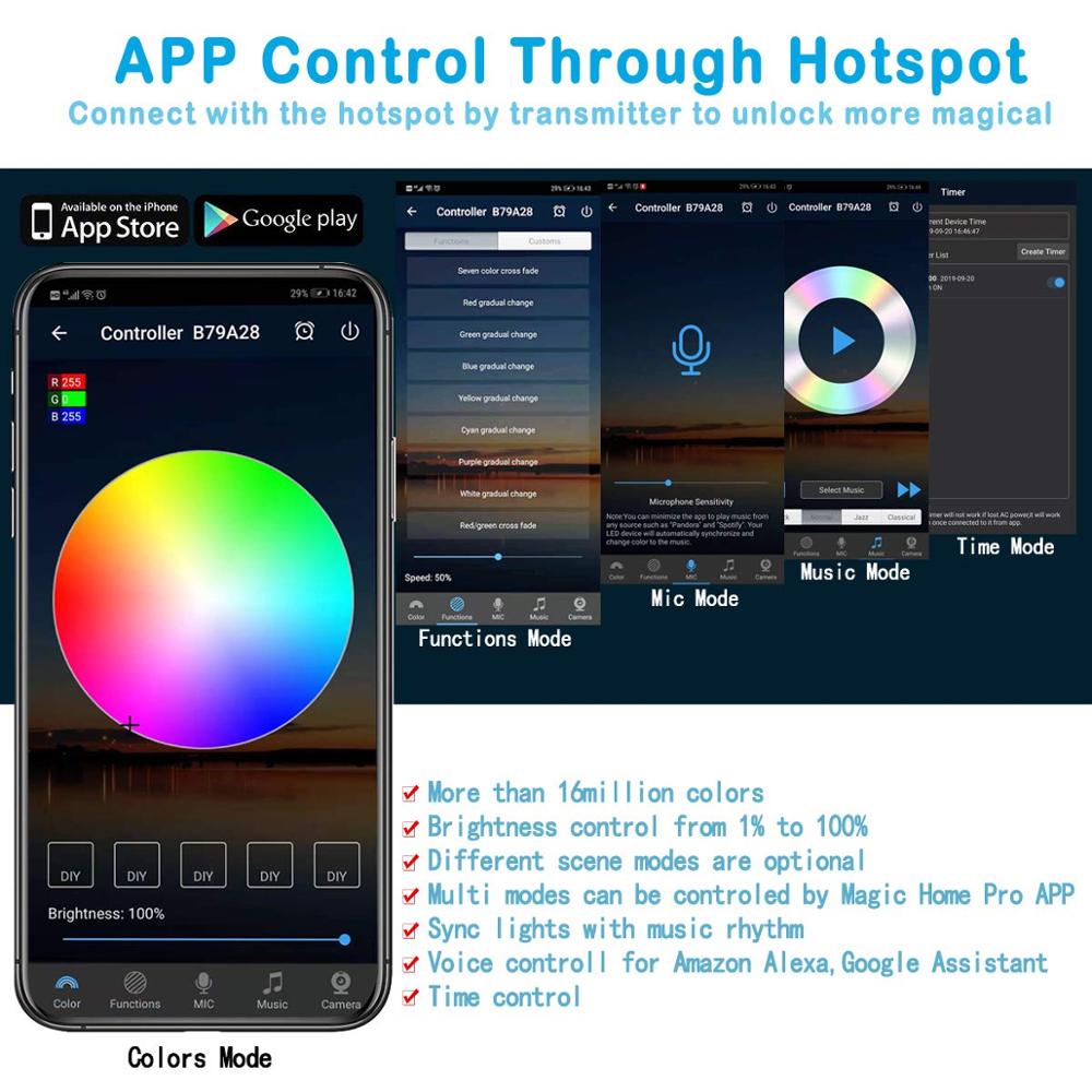 Led Strip Licht 2835 SMD RGB Tape 5M 10M 15M 20M DC12V 3528 Flexibele RGB LED streep Lint Diode 24Key Controller WIF Adapter