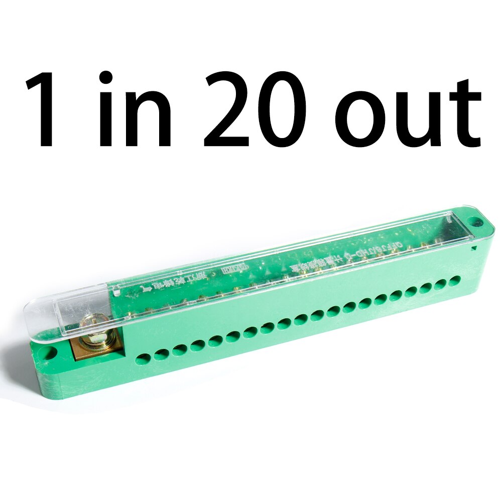 Wire Row Terminal Block Copper wiring Ground Electrical Connector Bar Unipolar Splitter Junction Box Retardant Metering Cabinet: QFFJ6 1in 20out