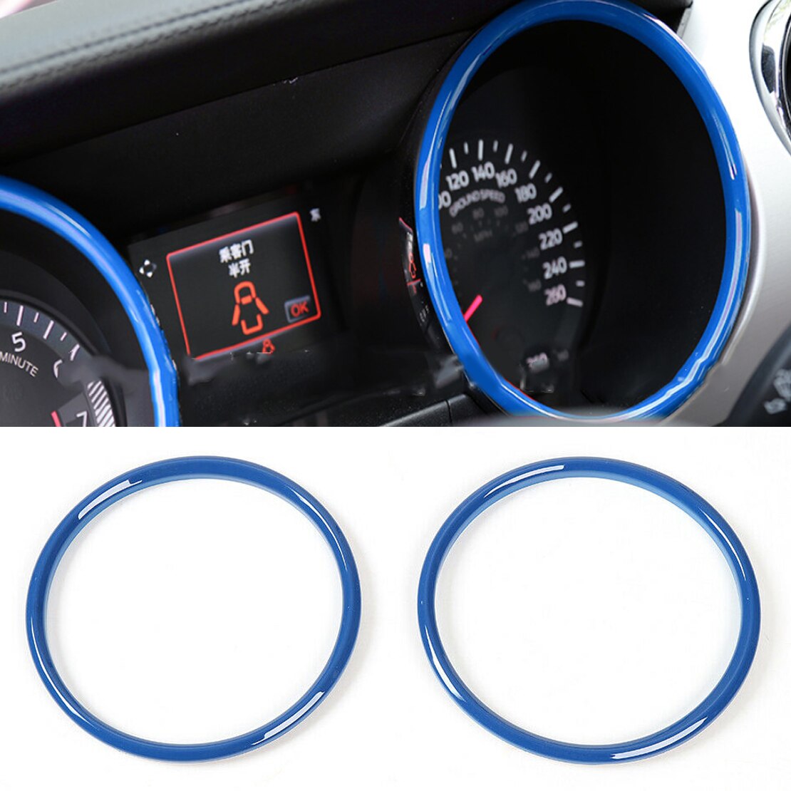 Citall abs blå bil interiør instrumentbræt ring cover trim passer til ford mustang