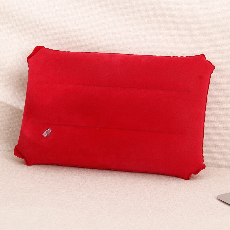 PVC flocking inflatable rectangular pillow rectangular inflatable pillow outdoor travel inflatable pillow: Red