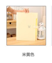 Cute Smile 5 Pocket File Folders High Capacity Plastic Envelope Folder Paper ClipPaper Receiver storage organ bag: Beige