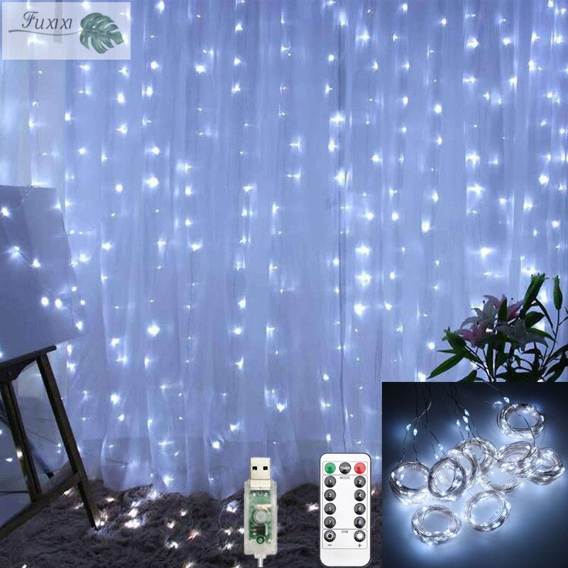 Led String Lights Icicle Waterfall Garland Fairy Lights String Curtain Lights Christmas Lights Indoor Led Garland for Decoration: Cool White / 3M x 3M