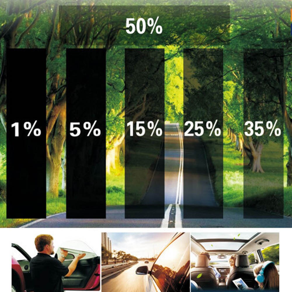 Sort vinduesfarvet filmglas 35% 25% 50%  rulle 1 lag automatisk hus kommerciel uv + isolering bilfarvet film til sidevindue 50* 300cm