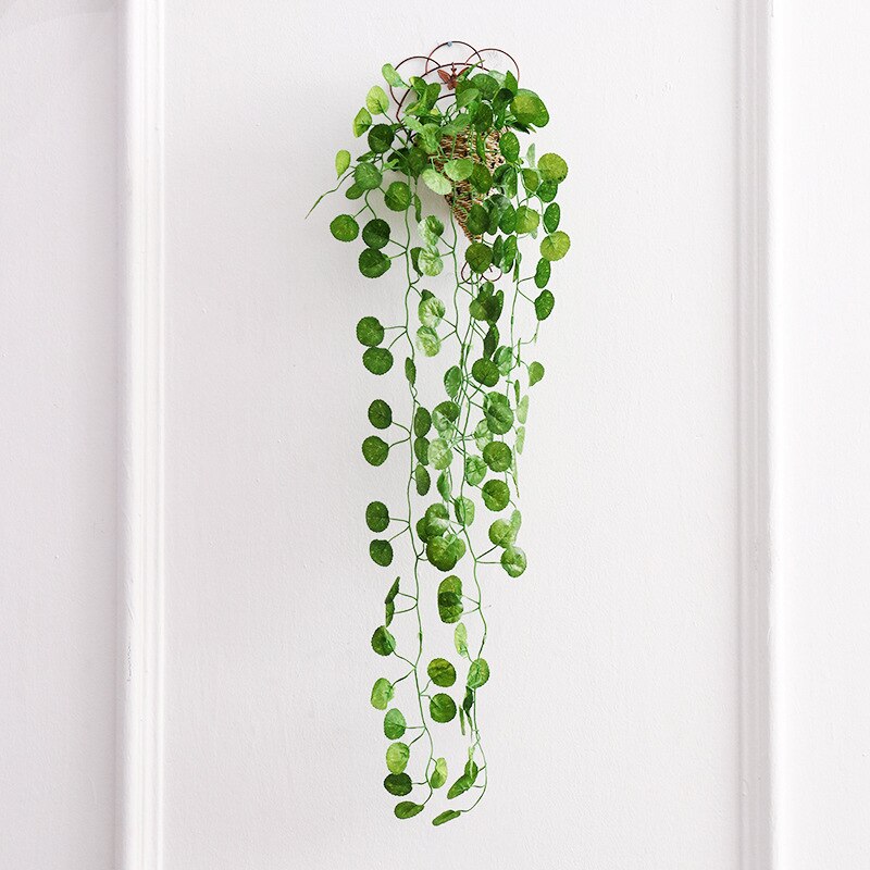 Parveke parvi sisustus vihreä retiisi kasvi rypäleen muratti muovilehti keinotekoinen kukka seinä riippuva rottinki viiniköynnöksen seppele diy koristelu seppele: Merisaukko