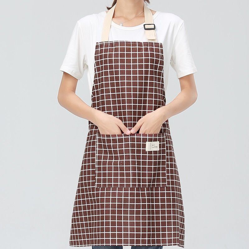 Fashionable Apron Female Cute Kitchen Apron Cooking Work Clothes Smock Girdle Couple Waterproof Apron Cotton and Linen