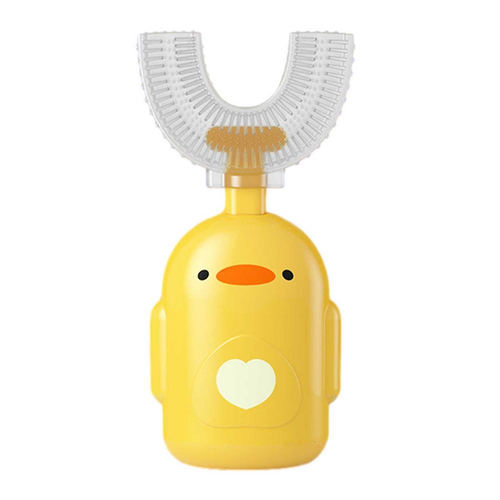 Spazzolino da denti per bambini a forma di U spazzolino da denti in Silicone morbido per bambini 360 denti orali pulizia spazzolino manuale a bocca intera blu e Pi: Yellow