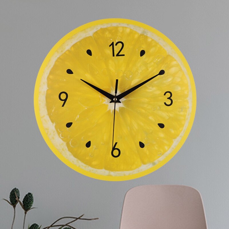 Lemon Fruit Wall Clock Lime Modern Kitchen Clocks Home Decor Living Room Clock Tropical Fruit Wall Art Clock