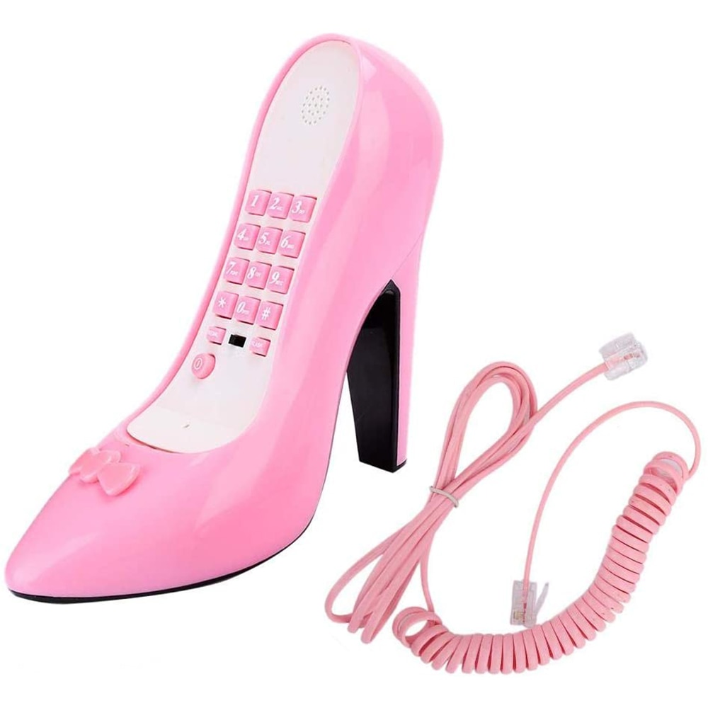 Korkeakorkoiset kengät muotoinen puhelin muodikas johdollinen pöytäpuhelin kotitoimisto lankapuhelin puhelin fijo