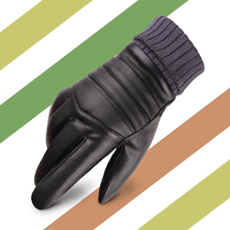 Mannen Handschoenen Winter Nacht Reflecterende Strip Touchscreen Waterdicht Anti-Slip Handschoenen Voor Fietsen Skiën Winddicht Pluis Warme ST078: ST074-A