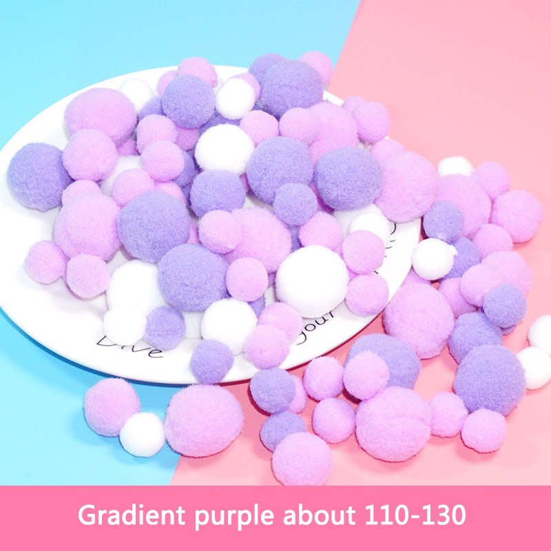 Multi Size Wedding Mix Kleuren Lijm Op Zachte Bal Craft Diy Party Naaien Doek Accessoires Bont 1.5-2.5Cm 1 Zak: Gradient purple