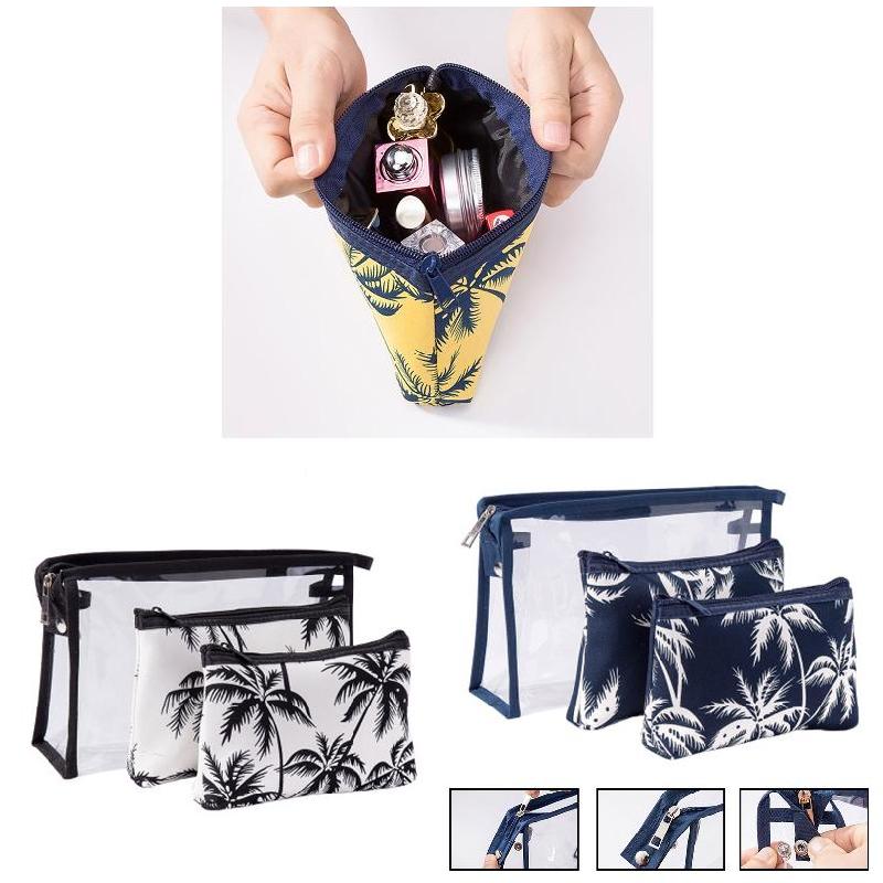 3 Stks/set Dames Mode Cosmetische Tas Toevallige Gedrukt Make-Up Tas Pouch Vrouwen Toilettas Organisator Waterproof Case Bag