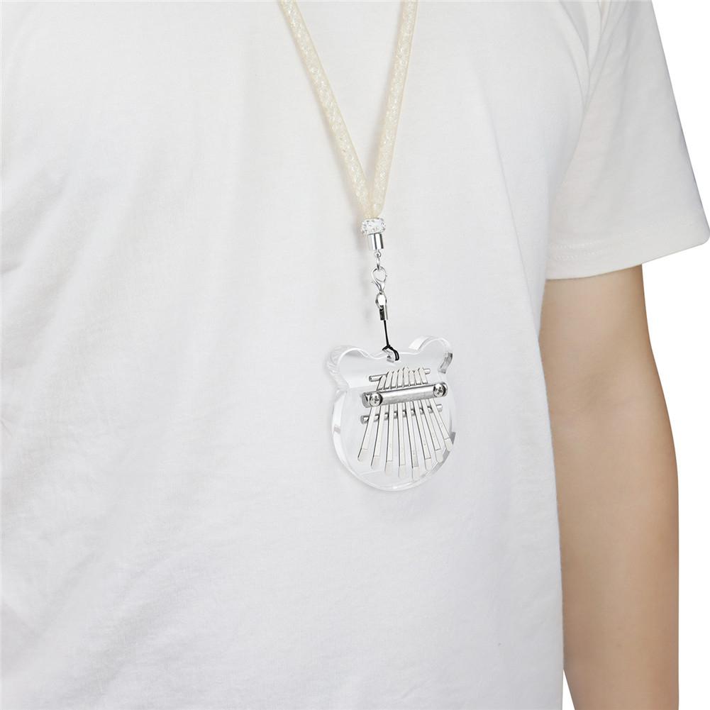 Mini portable 8-tone Acrylic Kalimba Crystal Transparent Thumb Piano with Lanyard 8 Keys Calimba Music Instrument