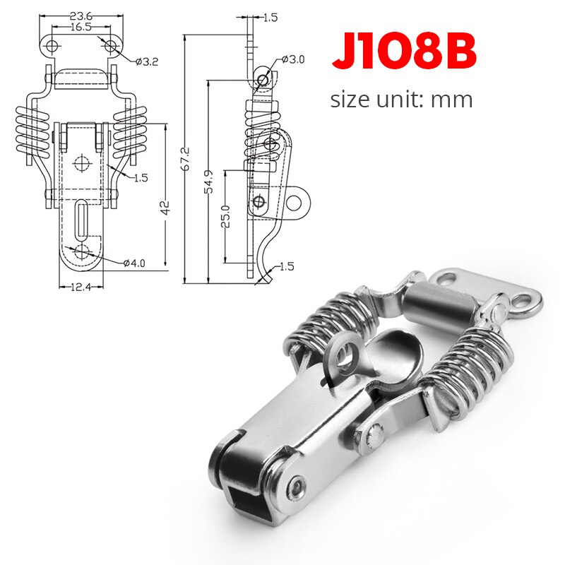 5PCS KAK J107 Hardware Cabinet Boxes Spring Loaded Latch Catch Toggle Hasp 46*21 Mild Steel Hasp For Sliding Door Simple Window: 5xJ108B