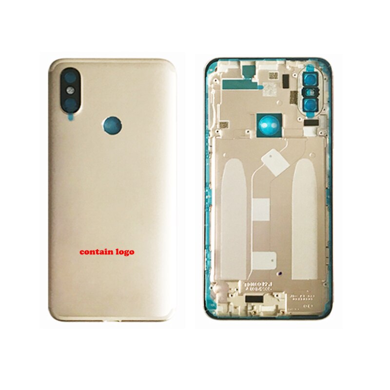 Tylna pokrywa baterii dla Xiaomi MI A2 pokrywa baterii tylna obudowa dla Xiaomi 6X obudowa tylnej pokrywy + przyciski zasilania głośności obiektyw Cameca: złoto