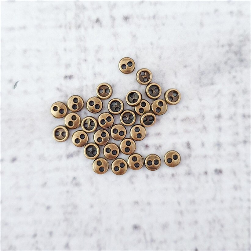 100 stk 4mm metal runde 2 huller lille dukke tøj sølv/guld/messing knapper gør det selv håndlavet syning flatback knap scrapbog