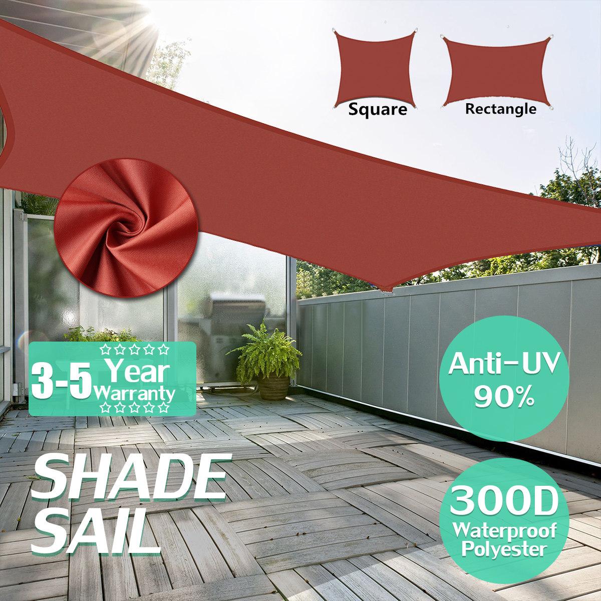 2.5x2.5 3x3 4x4 2x3 2x4 Rust Red Rectangle Square 300D 160GSM Polyester Oxford Fabric Shade Sail Sun