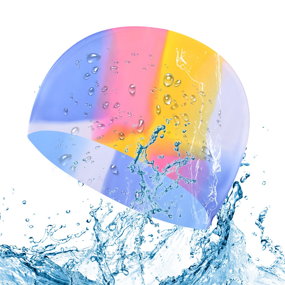 Women Men Swimming Cap Waterproof Fabric Protect Ears Long Hair Sports Siwm Pool Swimming Hat Swimming Accessories: Chocolate