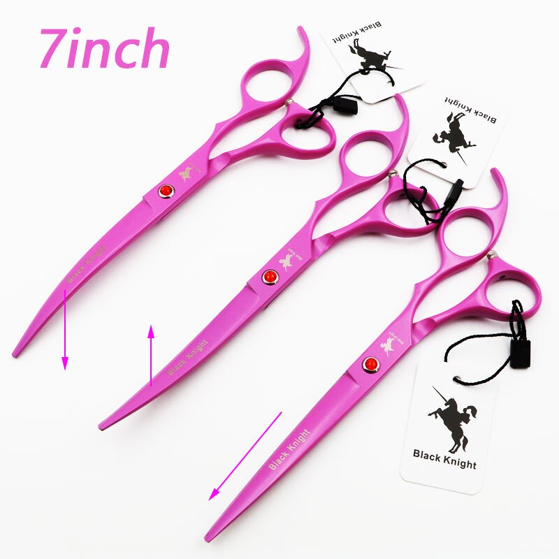 Tijeras de aseo para perros de 7 pulgadas, tijeras para cortar pelo recto y hacia arriba y hacia abajo, tijeras rosas para mascotas
