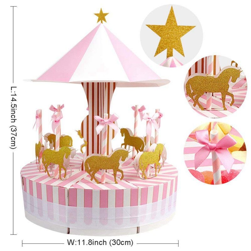 1 Set Carousel Wedding Favor Boxes Candy Boxes Box & 1 Set Sewing Kit for Adults,Sew Repair