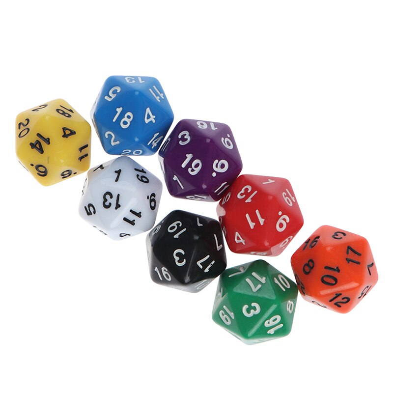 Dados d20 para jogo de tabuleiro, acessório para jogos de tabuleiro e jogos de mesa com 20 cores ricas, 1 peça dados digitais acrílicos,