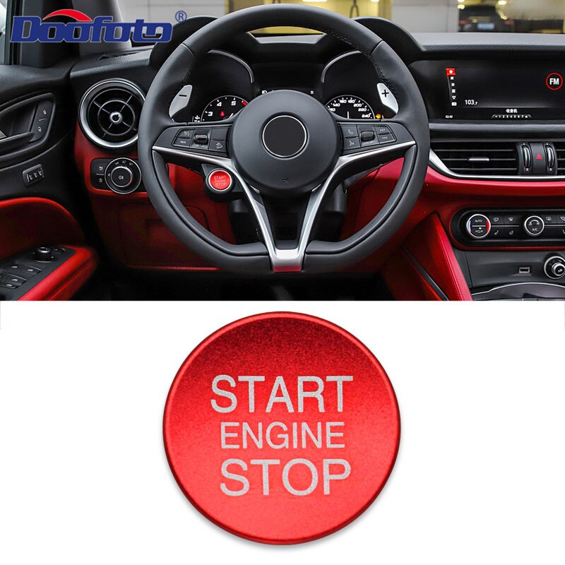 Doofo-cubierta de motor de arranque de coche, accesorios de estilo para Alfa Romeo Giulietta 147 Mito 156 Giulia GT Stelvio Brera: Red Cover