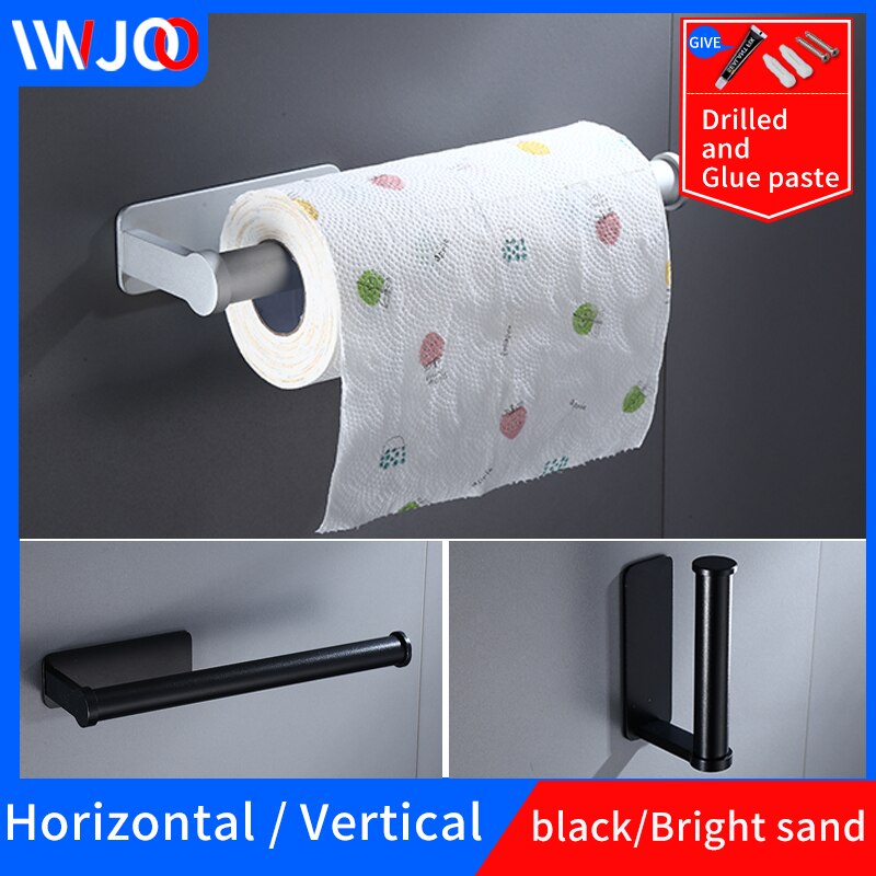 Toiletpapier Houders Black Wall Mounted Schroef Gratis Installatie Badkamer Papierrol Stand Dispenser Keuken Tissue Rolhouder