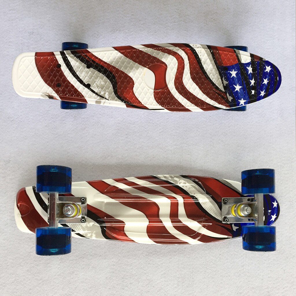 22inch Plastic Mini Cruiser Skateboard Long Board Banana Retro Skate Longboard Graphic Printed Children's Scooter #3