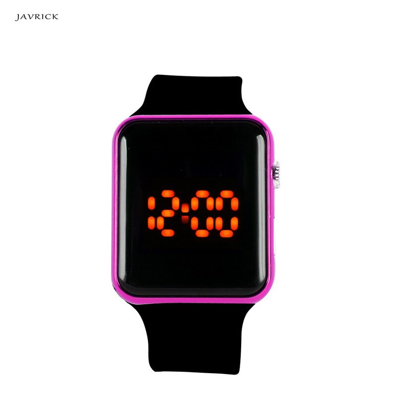 JAVRICK Mannen Vrouwen Siliconen LED Sport Horloge Digital Armband Unisex Horloges Zwart: Paars