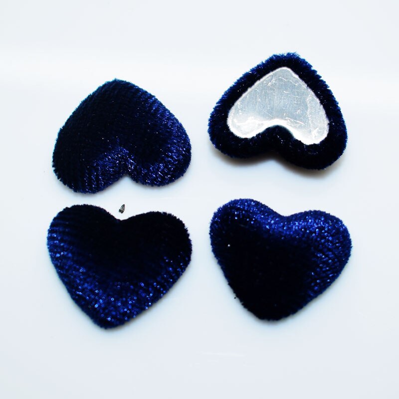 estilo 50 unids/lote 16mm tela de terciopelo Coverd forma de corazón botones traseros planos accesorio para ropa Diy joyería/decoración de la ropa: dark blue