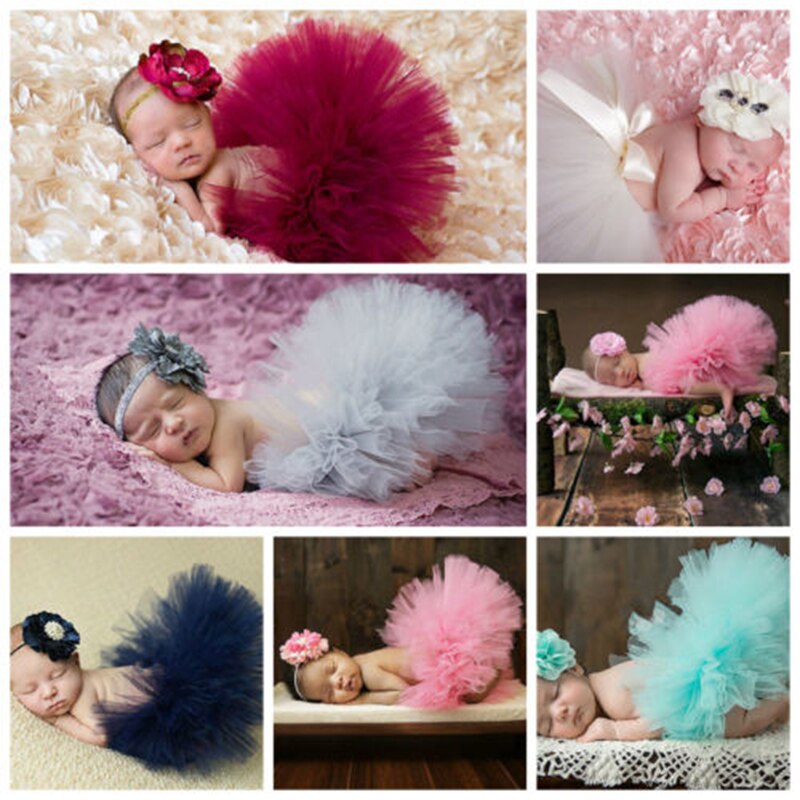 Cute Newborn Baby Girl Crochet Knit Tutu Skirt Costume Photography Photo Prop Baby Photo Background Free Size