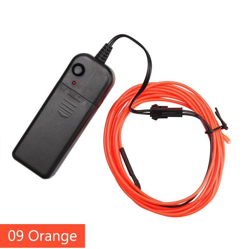 Cable de alambre LED de neón para de baile de Navidad, luz luminosa para decoración de coche, Rave, 1m/3m, novedad: Orange / 1M