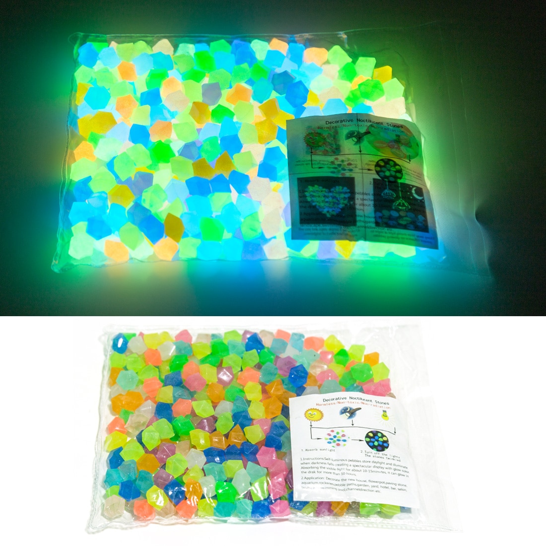 300 Pcs/600Pcs 14 Mm Lichtgevende Stenen Glow In The Dark Pebbles Glow Grind Voor Yard En Loopbruggen woondecoratie Accessoires