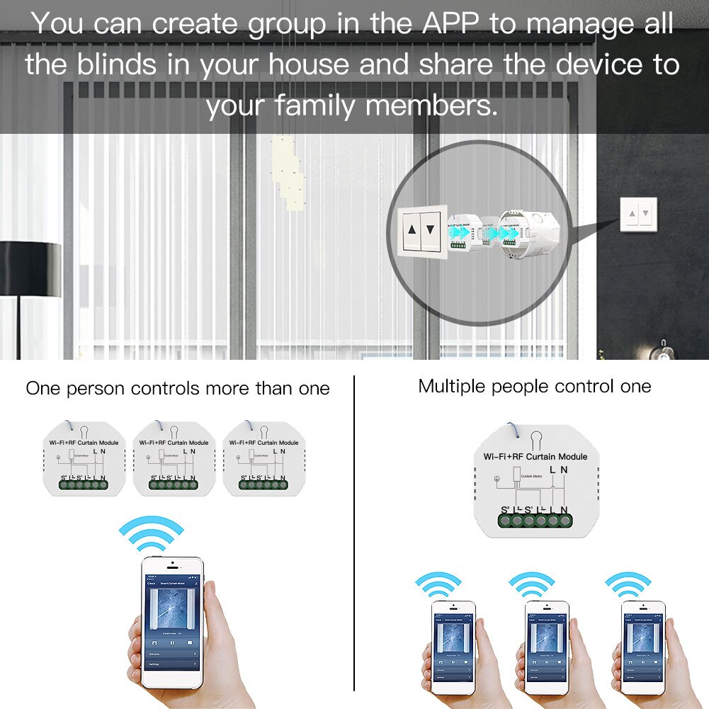 Intelligent wifi gardin switch modul app fjernbetjening stemmestyring gardin smart switch modul til alexa google assistent