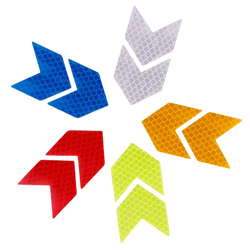 4PCS Car Warning Reflective Sticker Decals Luminous Sticker Traffic Safety Mark Arrows Pattern Motorcycle Auto Tail Bar Bumper