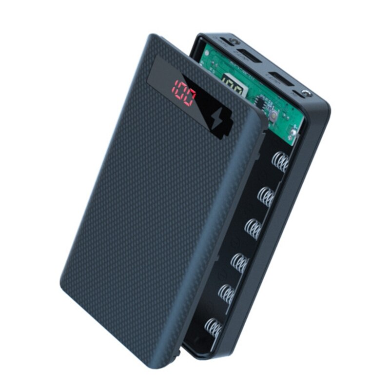 Multifunktionales powerbank-gehäuse, ladebox , 6- slot-akkubehälter, diy-gehäuse: Bk