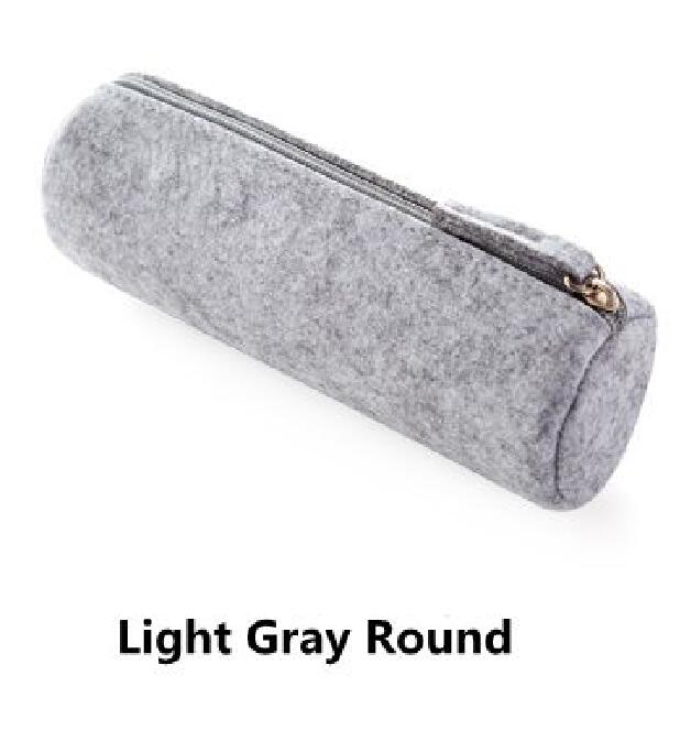 Minimalism Felt Pencil Bag Fabric Pencil Case Stationery Pouch Purse Storage Bag School Supplies Office Supplies Pencil Boxs: Light Gray Round