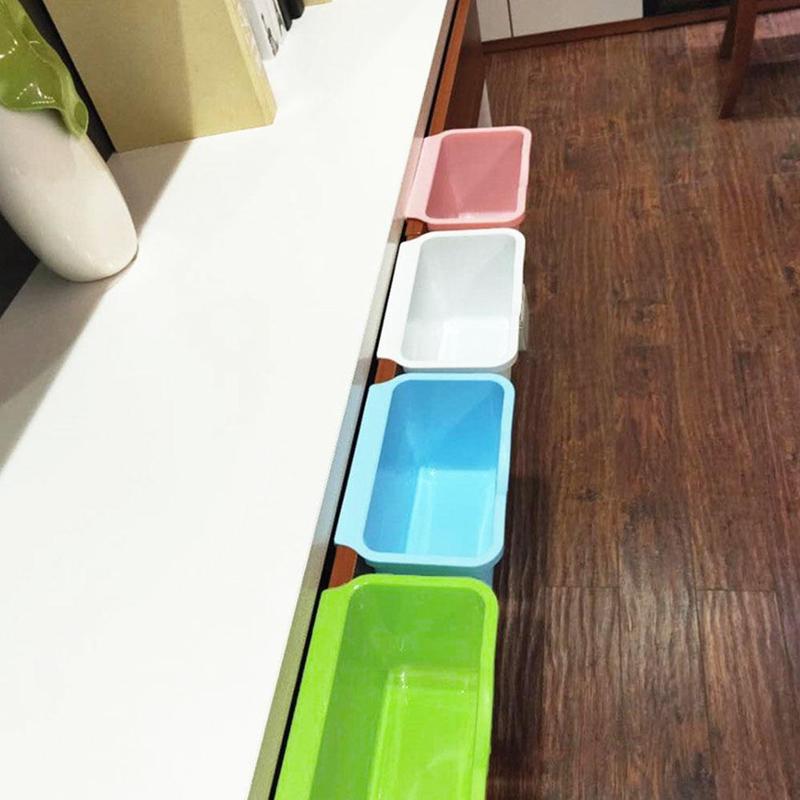 1Pc Hanging Trash Can Kitchen Cabinet Door Plastic Basket Hanging Trash Waste Dump Bin Desktop Storage Garbage Storage Box