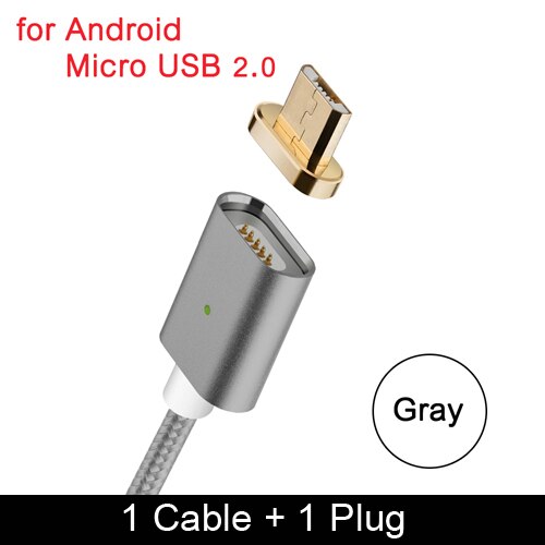 CANDYEIC Micro USB Cabo de Carregamento Para Redmi 6A 5A Cabo Magnética Para Redmi Redmi 4A 3A 2A Magnético Telefone USB cabo de carregamento: Gray Micro Cable / 2 m